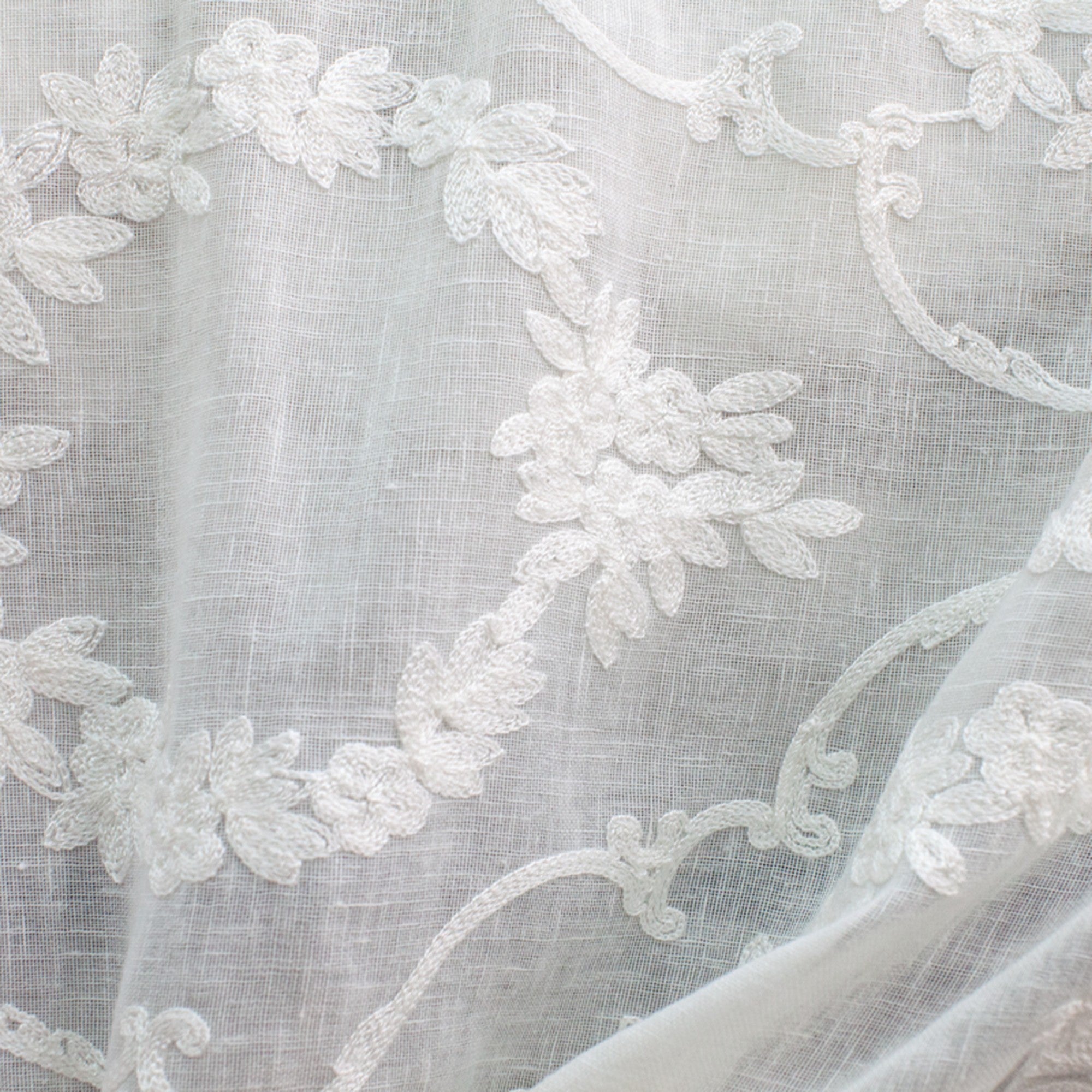Kelly Fabric | Embroidered Floral Sheer Fabric | Drapery & Curtain Fabric