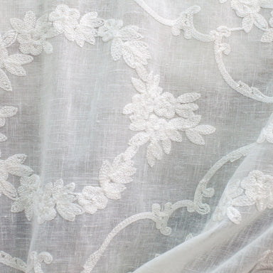 Kelly Fabric | Embroidered Floral Sheer Fabric | Drapery & Curtain Fabric