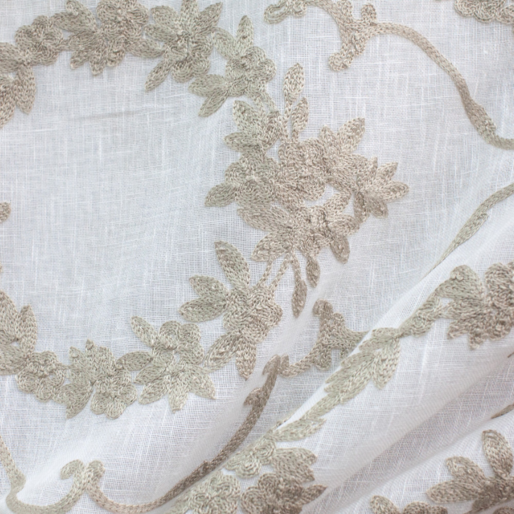 Kelly Fabric | Embroidered Floral Sheer Fabric | Drapery & Curtain Fabric