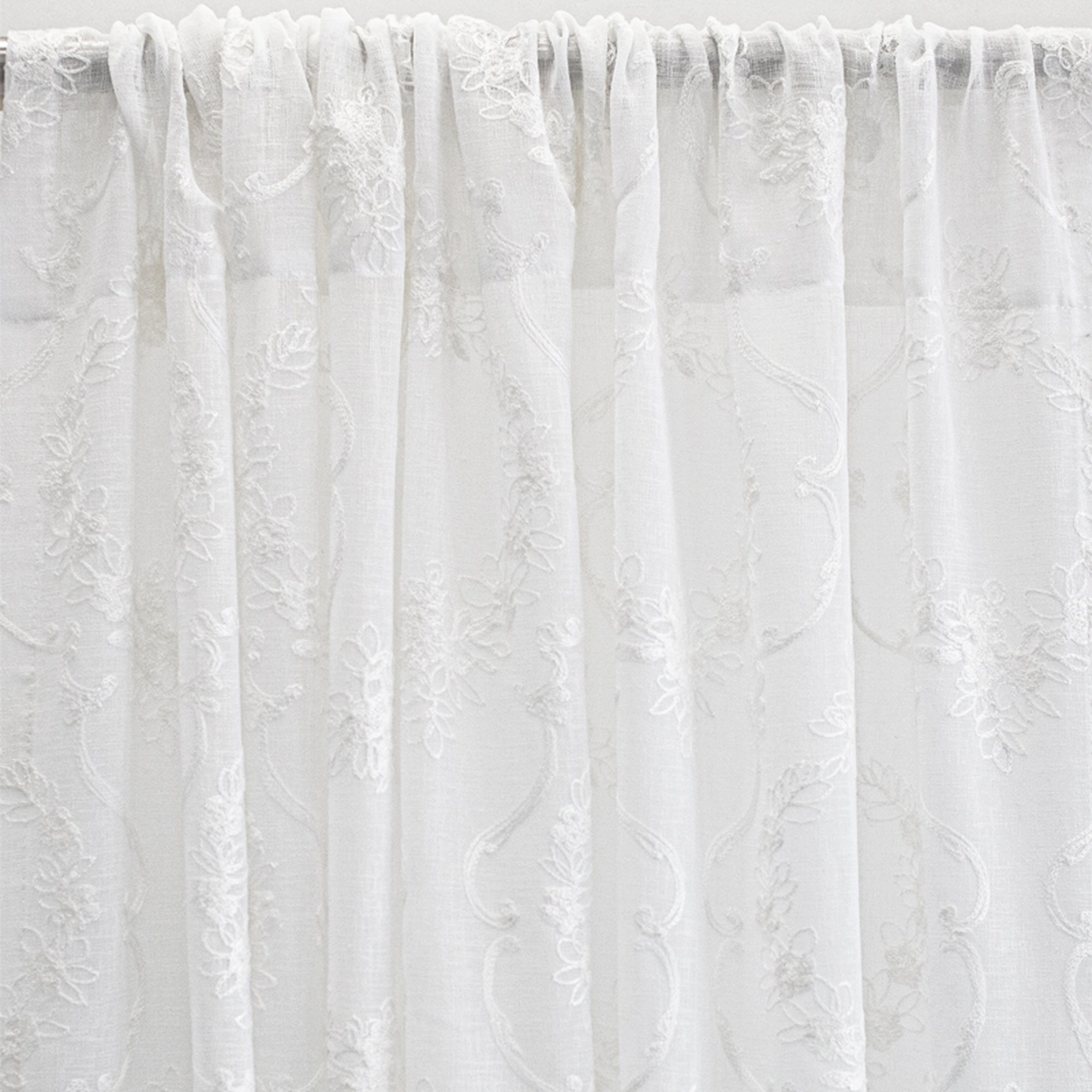 Kelly Fabric | Embroidered Floral Sheer Fabric | Drapery & Curtain Fabric