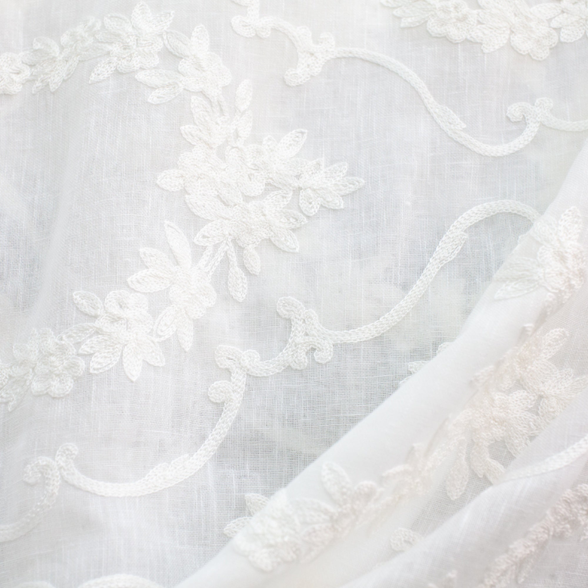 Kelly Fabric | Embroidered Floral Sheer Fabric | Drapery & Curtain Fabric