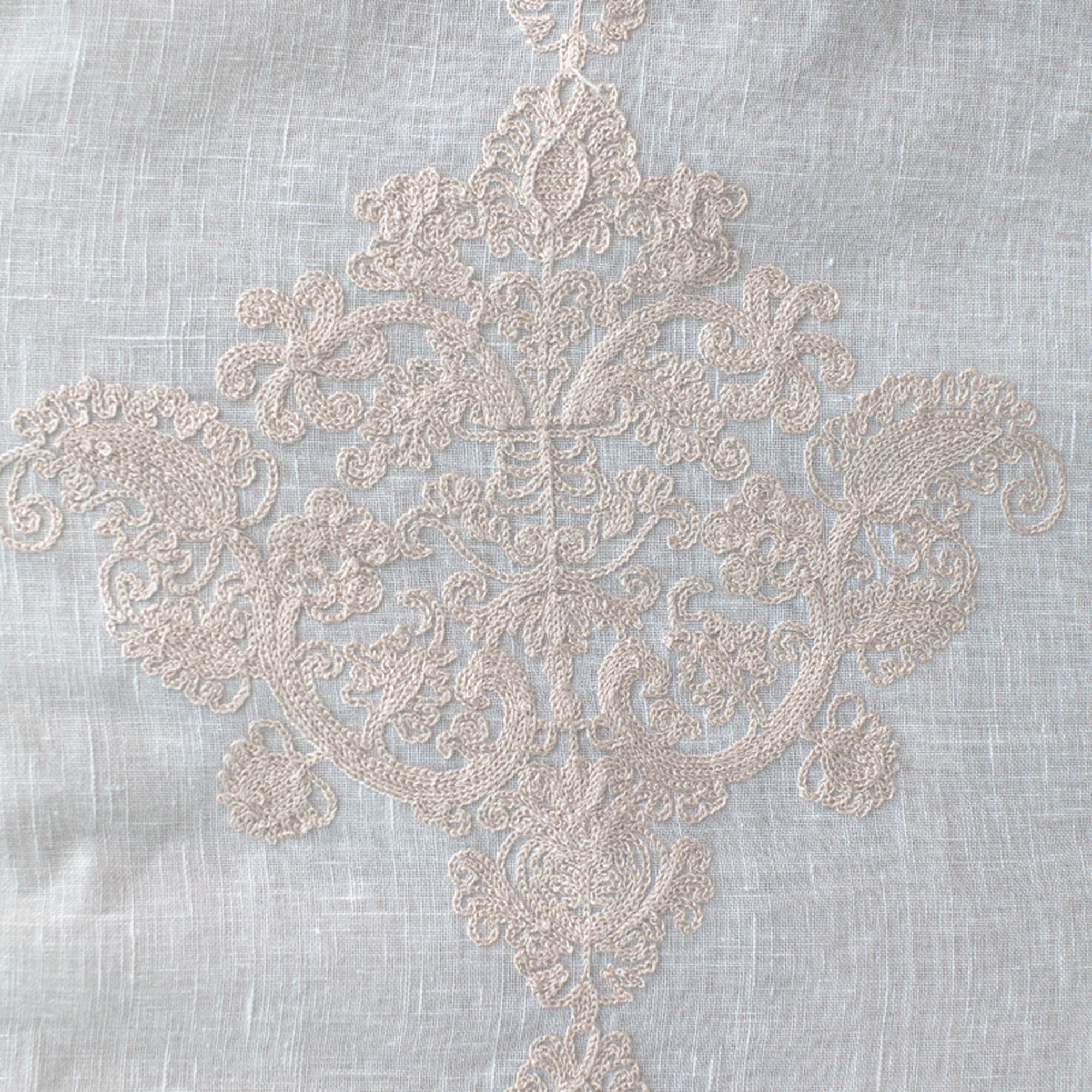 Kendall Fabric | Damask Embroidered Sheer Fabric | Drapery & Curtain Fabric