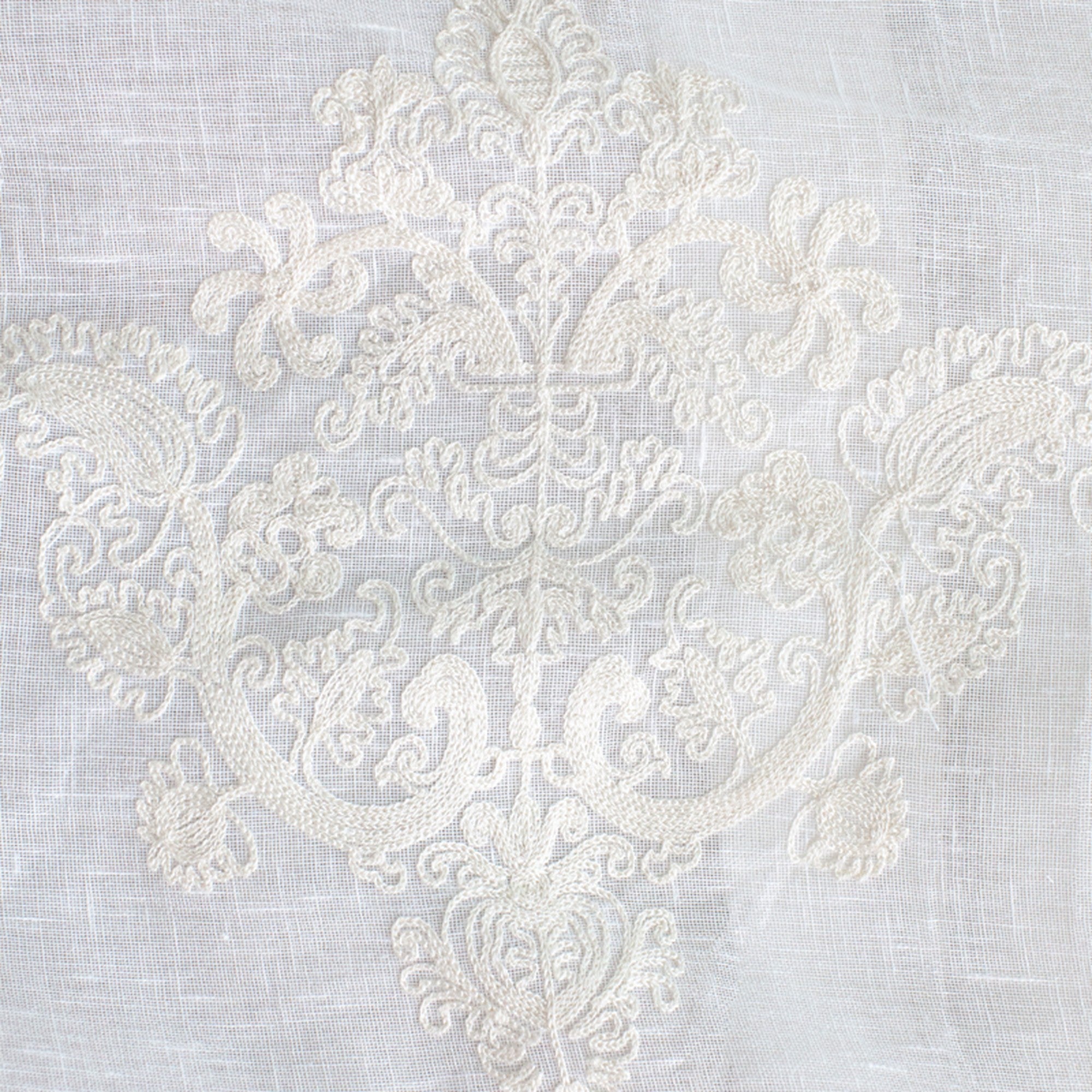 Kendall Fabric | Damask Embroidered Sheer Fabric | Drapery & Curtain Fabric