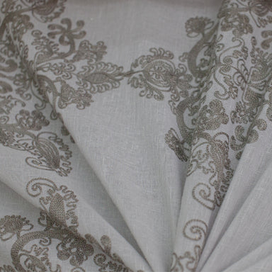 Kendall Fabric | Damask Embroidered Sheer Fabric | Drapery & Curtain Fabric