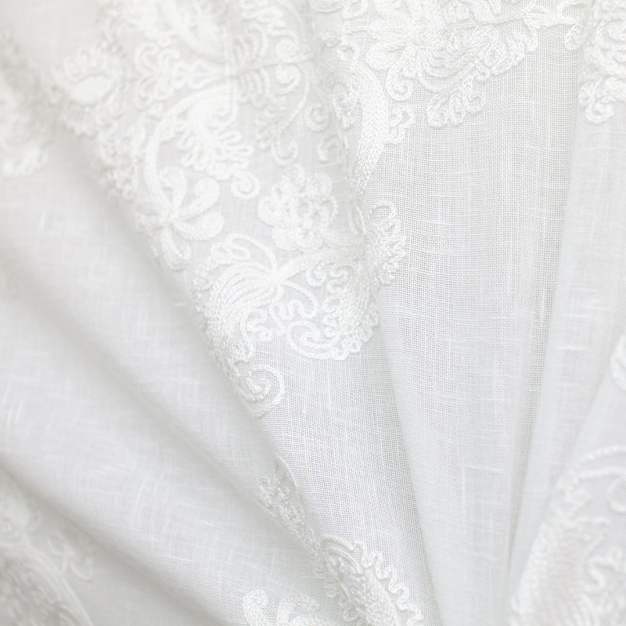 Kendall Fabric | Damask Embroidered Sheer Fabric | Drapery & Curtain Fabric