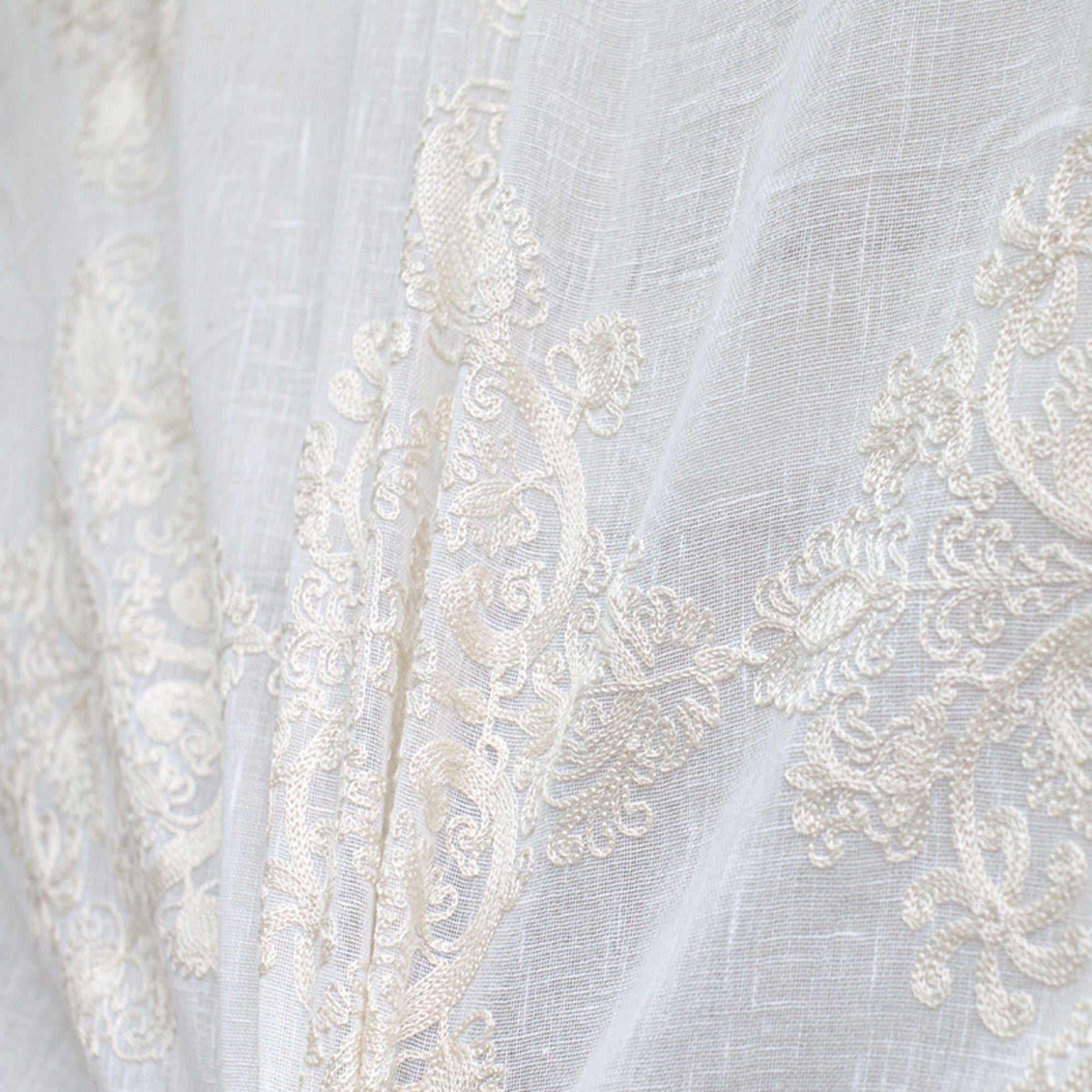 Kendall Fabric | Damask Embroidered Sheer Fabric | Drapery & Curtain Fabric