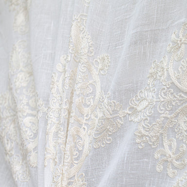 Kendall Fabric | Damask Embroidered Sheer Fabric | Drapery & Curtain Fabric