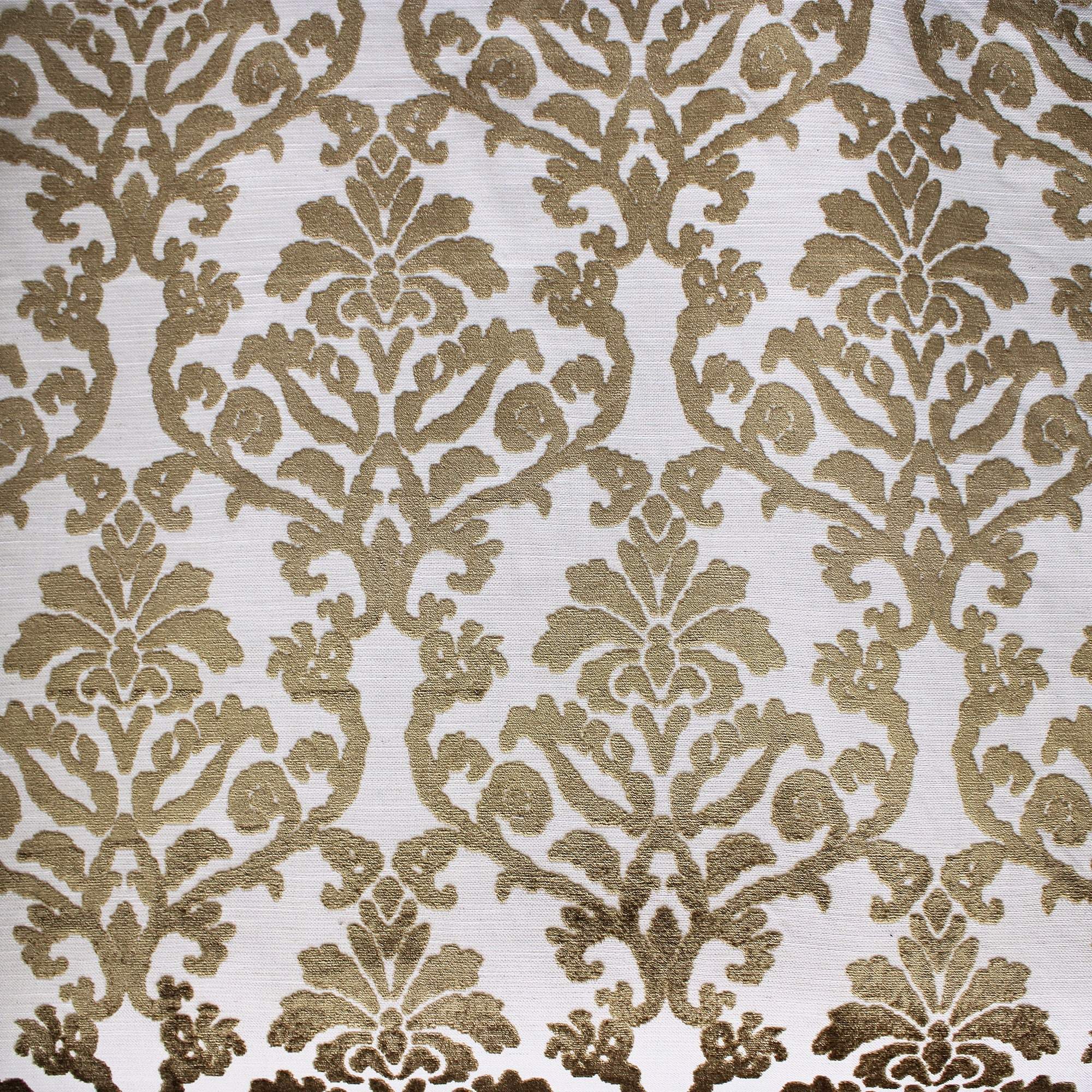 Kiana fabric in color Fawn showcasing fabric damask cut velvet on linen look upholstery fabric.