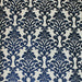 Kiana fabric in color Navy showcasing fabric damask cut velvet on linen look upholstery fabric.