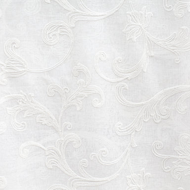 Lana fabric in color White showcasing fabric embroidered damask sheer.