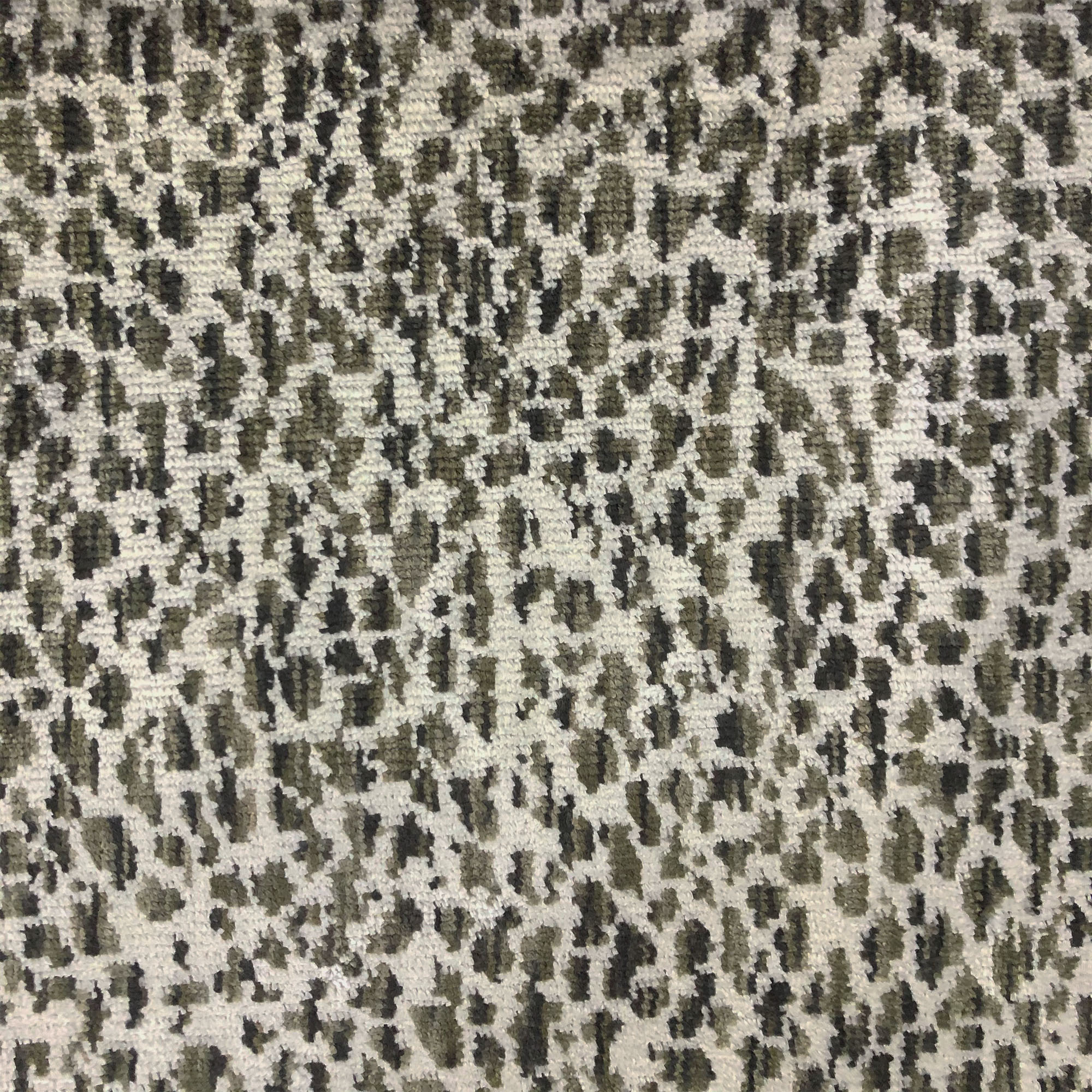 Lepard fabric in color Gray showcasing fabric animal print velvet on linen look upholstery fabric.