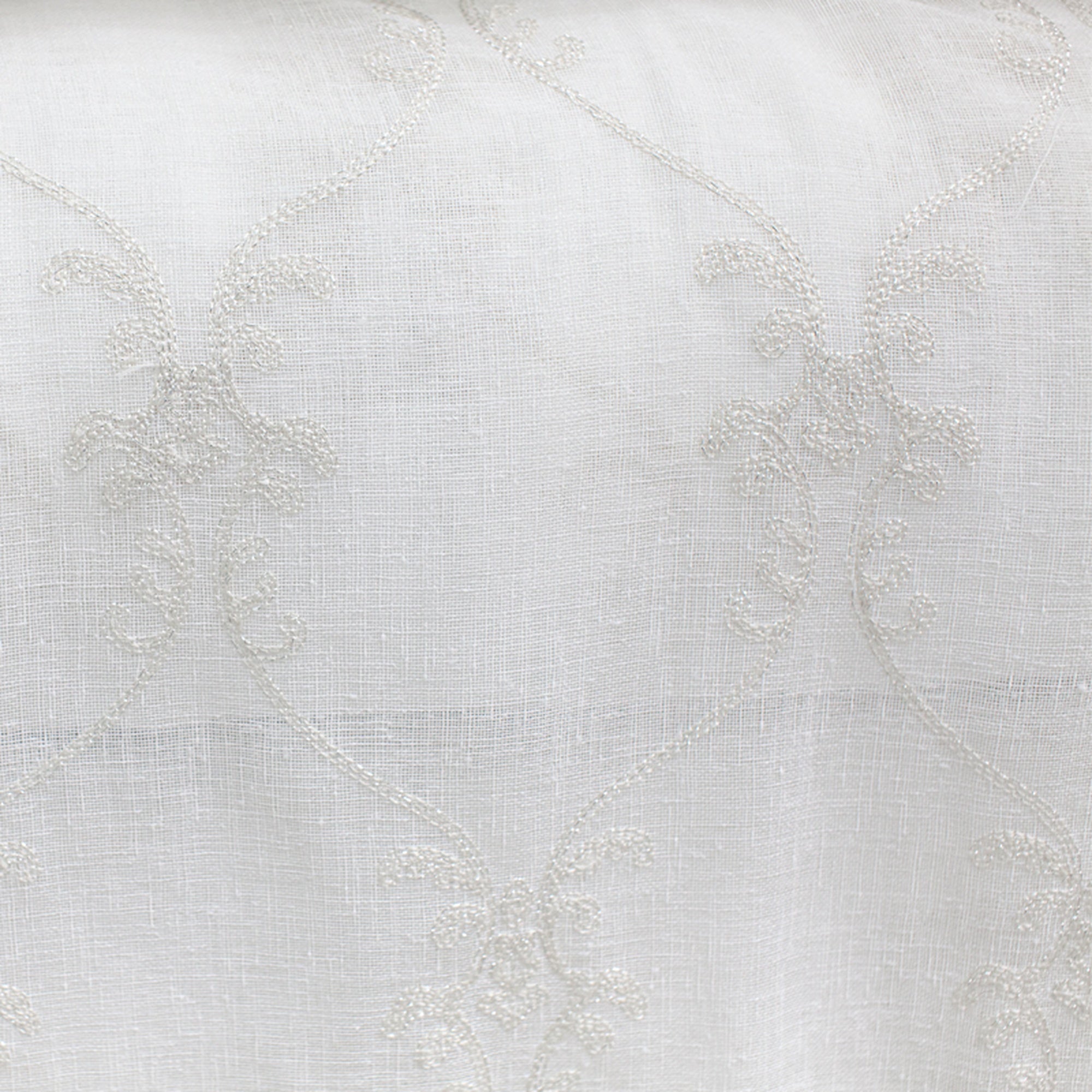 Marquee fabric in color Silver showcasing fabric embroidered damask metallic sheer drapery & curtain fabric.