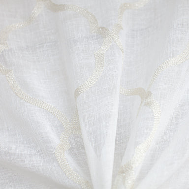 Merano fabric in color Silver/Metallic showcasing fabric embroidered metallic sheer drapery & curtain fabric.