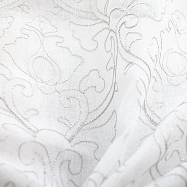 Mercury fabric in color Gray/Metallic showcasing fabric metallic damask sheer drapery & curtain fabric.