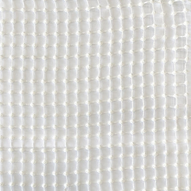 Netta fabric in color White showcasing fabric net like dotted sheer drapery & curtain fabric.
