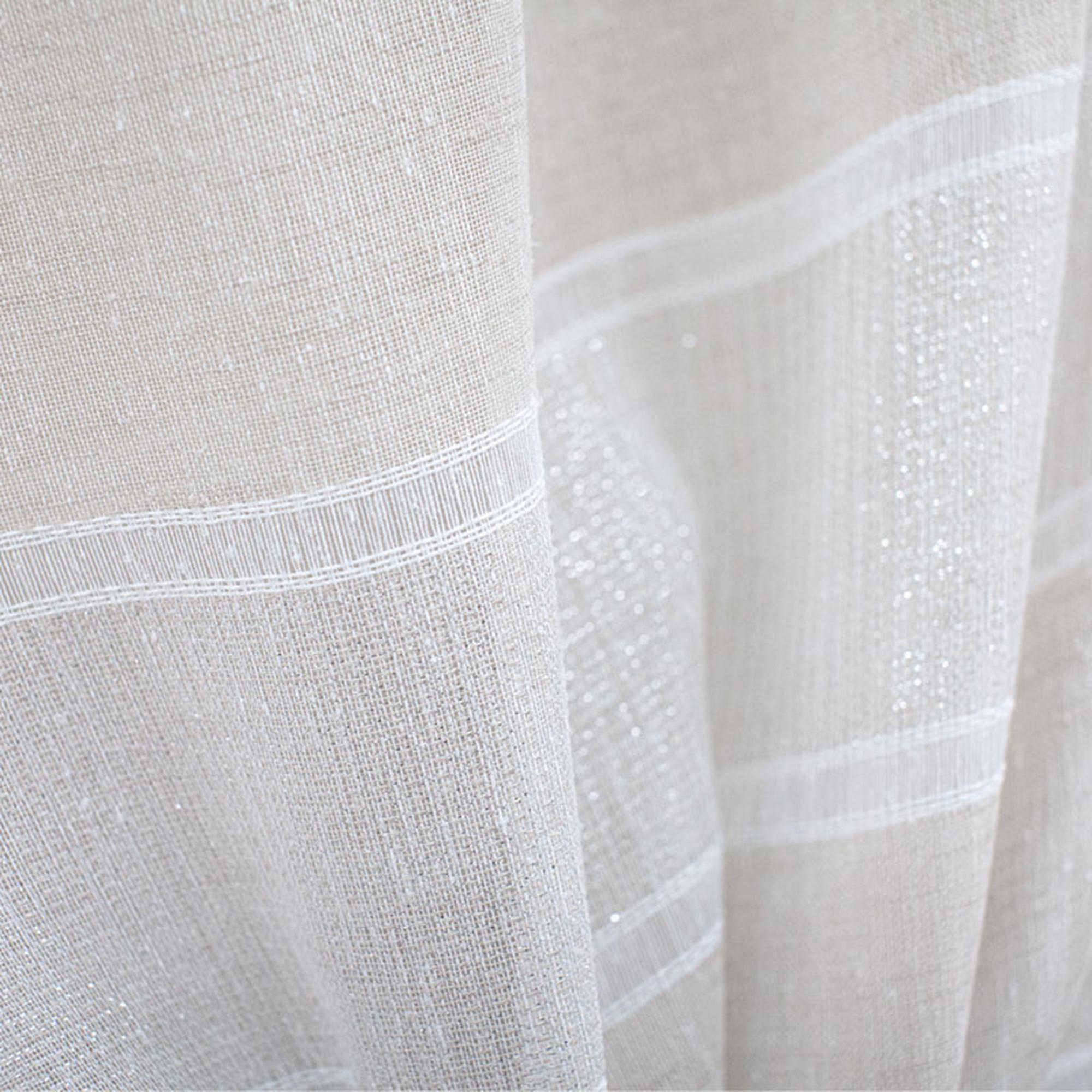 Odessa fabric in color Natural showcasing fabric striped metallic sheer drapery & curtain fabric.