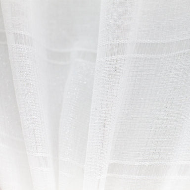 Odessa fabric in color White showcasing fabric striped metallic sheer drapery & curtain fabric.
