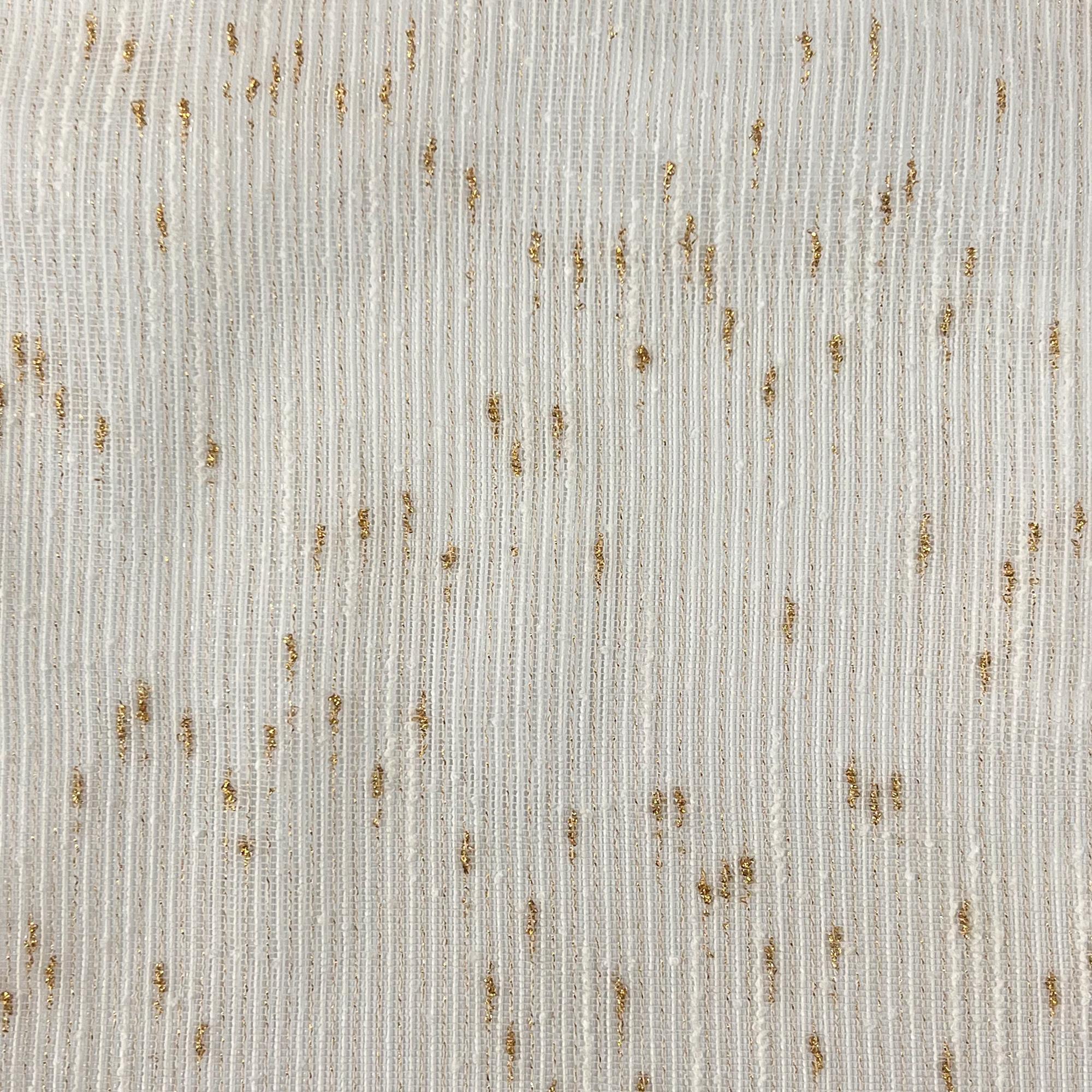 Orly fabric in color Gold showcasing fabric striped textured metallic sheer drapery & curtain fabric.