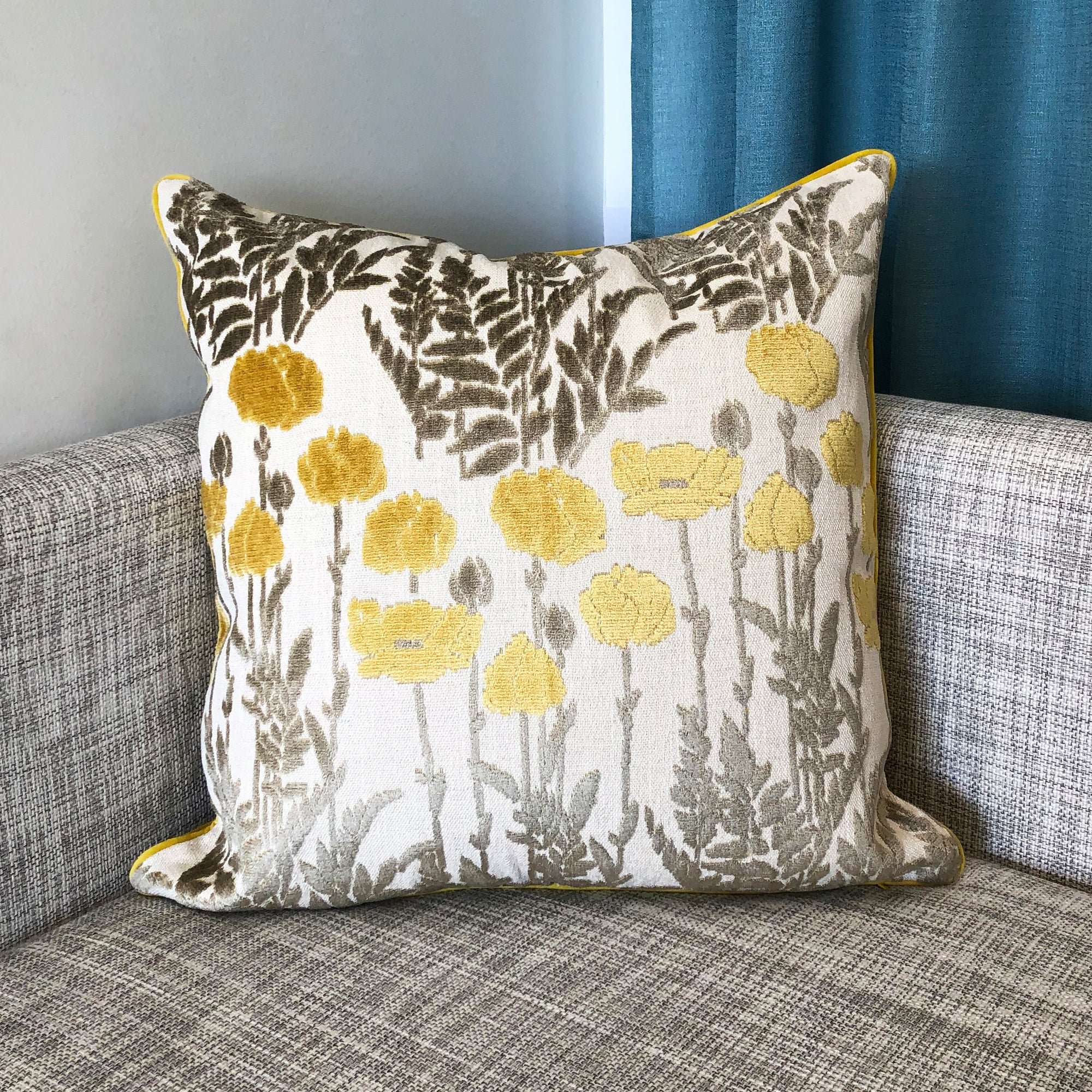 Camelia Decorative Throw Pillows | Floral Cut Velvet | Size 23X23 | LIMITED QUANTITY LEFT