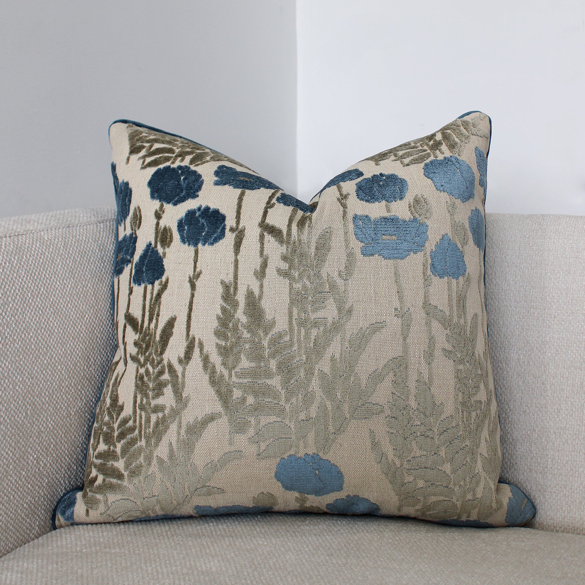 Camelia Decorative Throw Pillows | Floral Cut Velvet | Size 23X23 | LIMITED QUANTITY LEFT
