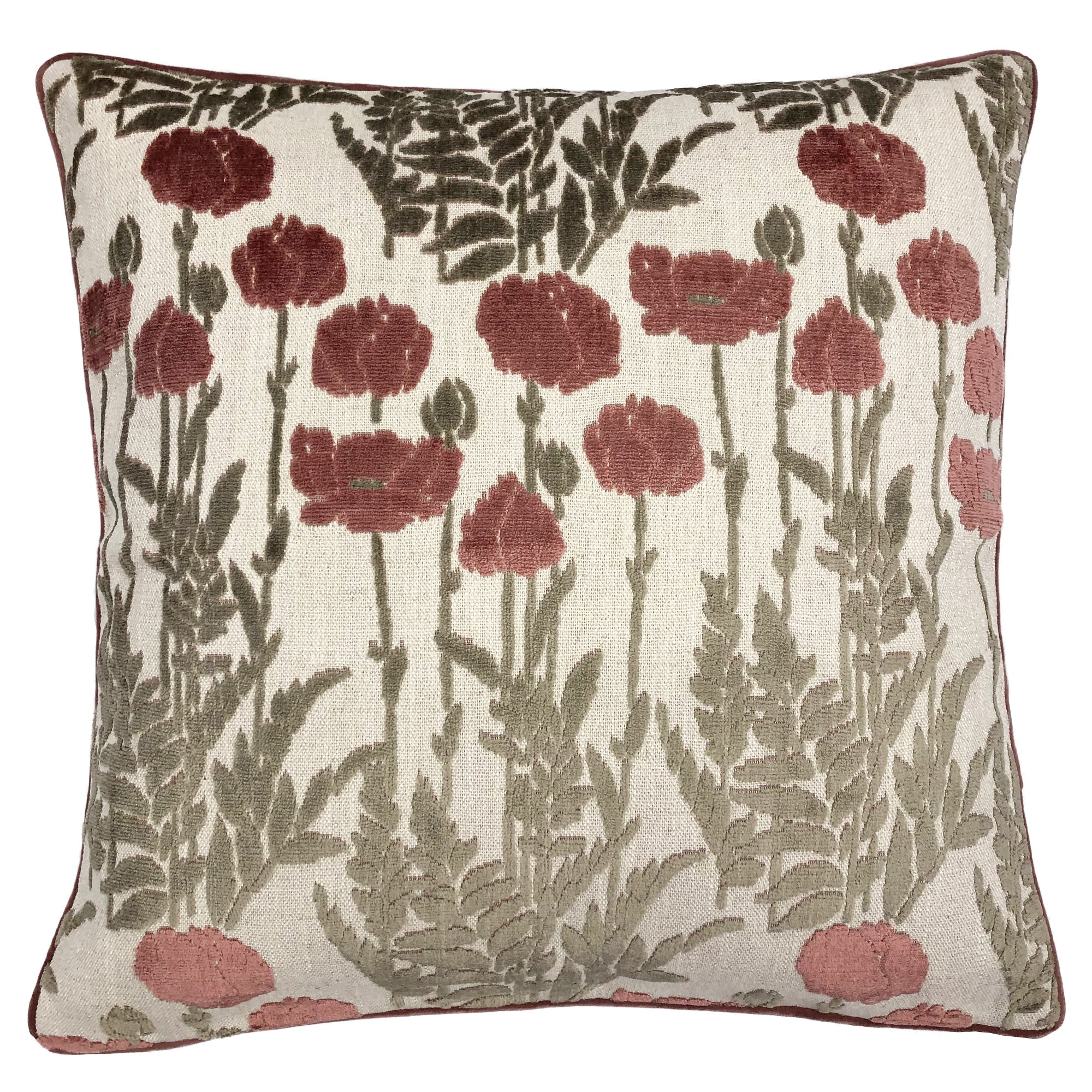 Camelia Decorative Throw Pillows | Floral Cut Velvet | Size 23X23 | LIMITED QUANTITY LEFT