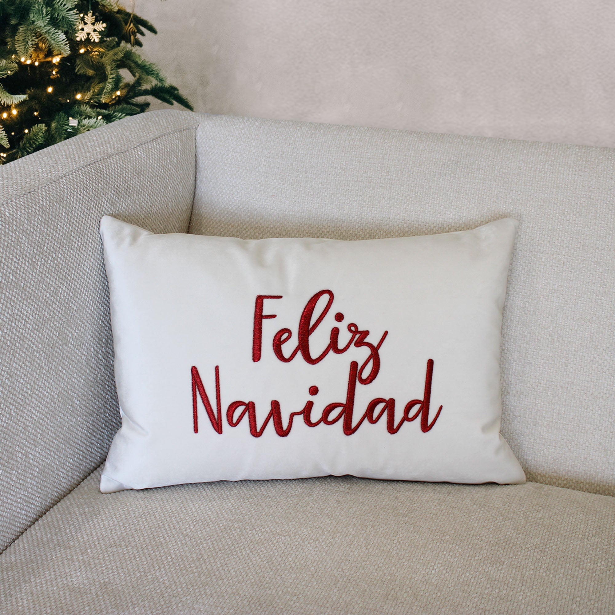 "Feliz Navidad" Embroidery Decorative Throw Pillows | Size 14X20 | LIMITED QUANTITY LEFT