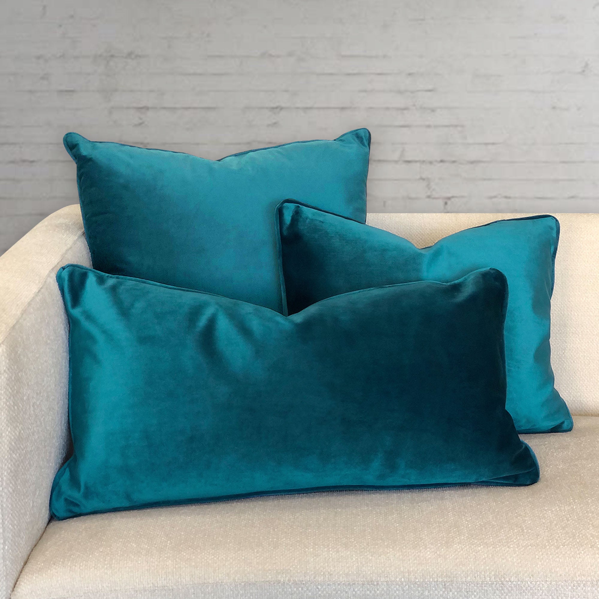Ice Decorative Throw Pillows | Solid Shiny Velvet | Size 24X24 | LIMITED QUANTITY LEFT