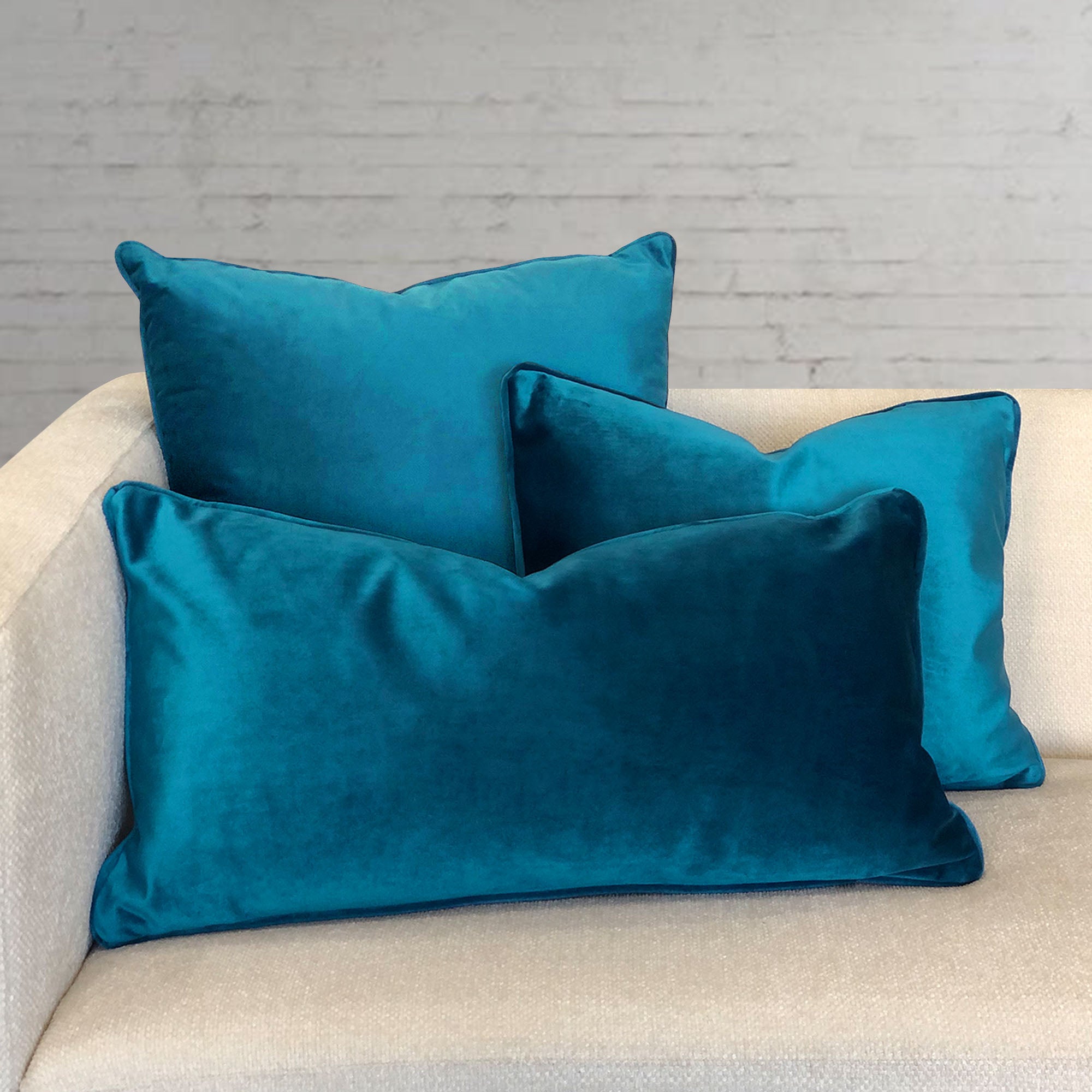 Ice Decorative Throw Pillows | Solid Shiny Velvet | Size 24X24 | LIMITED QUANTITY LEFT