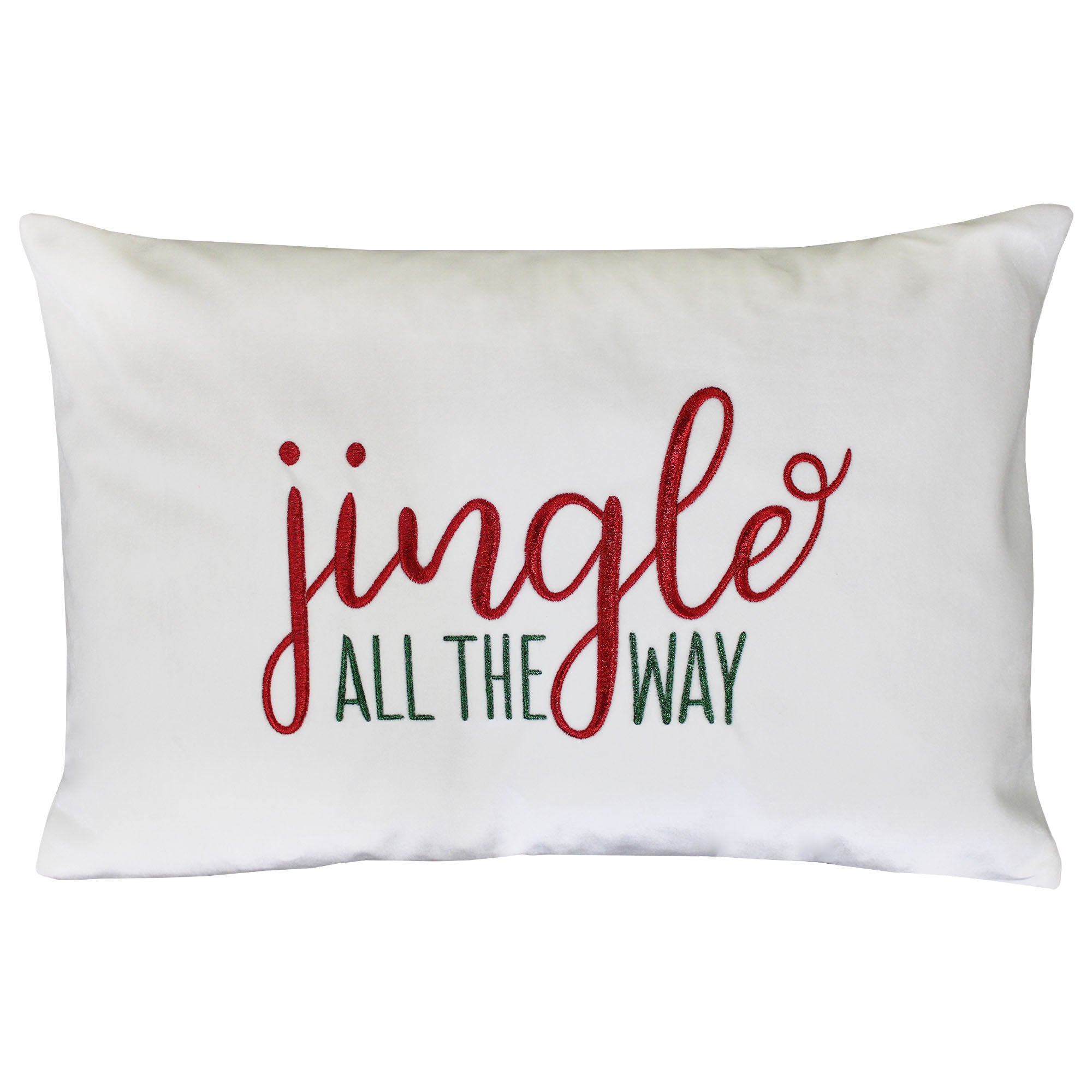 "Jingle All The Way" Embroidery Decorative Throw Pillows | Size 14X20 | LIMITED QUANTITY LEFT