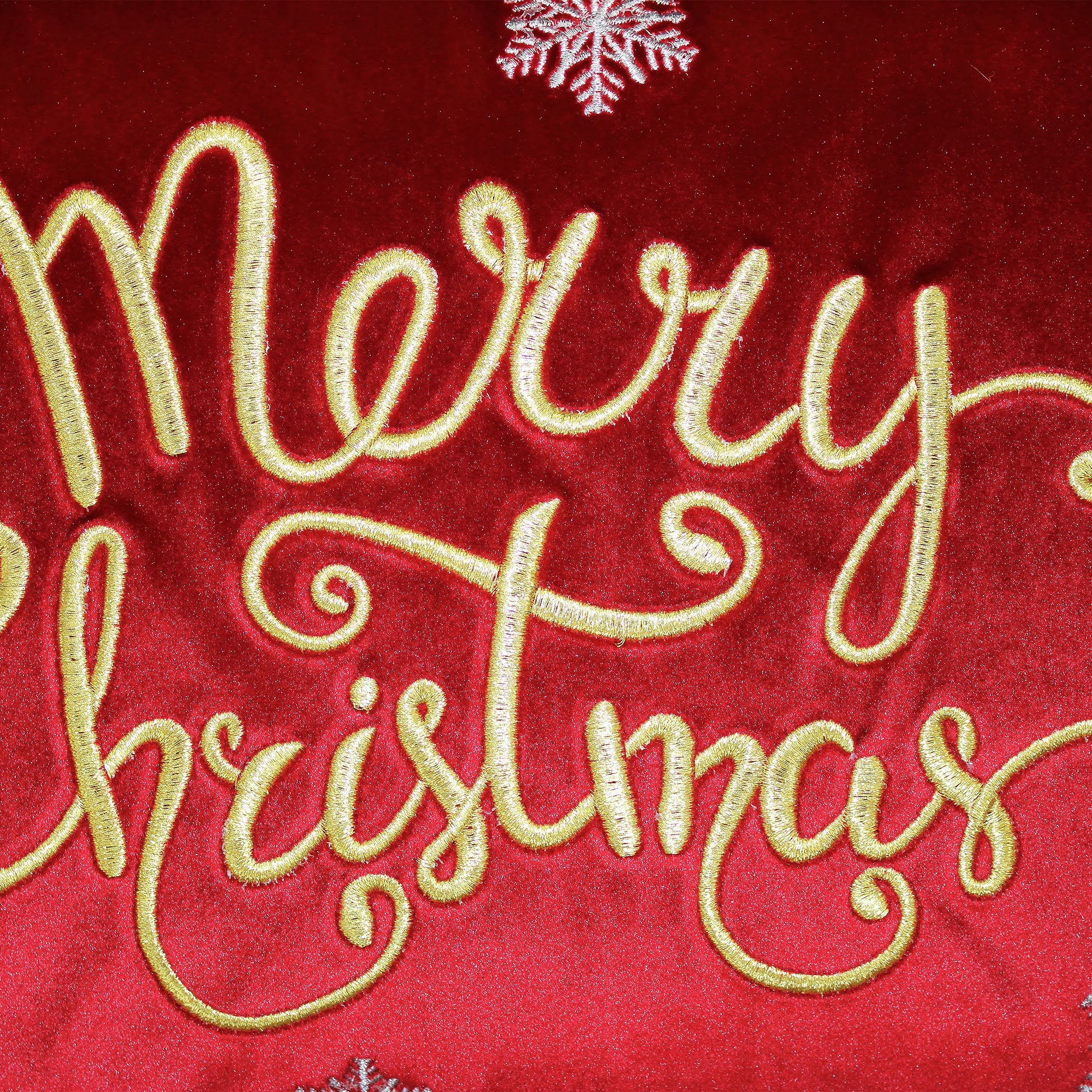 "Merry Christmas" Snowflakes Embroidery Pillow | Size 14X20