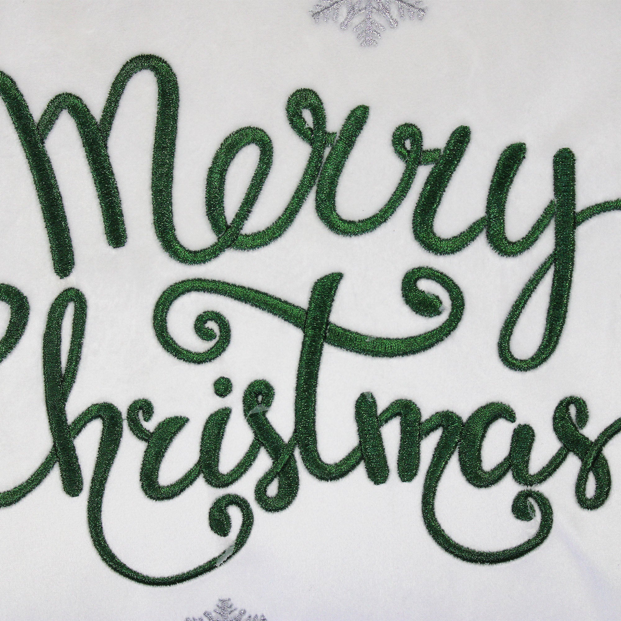 "Merry Christmas" Snowflakes Embroidery Pillow | Size 14X20