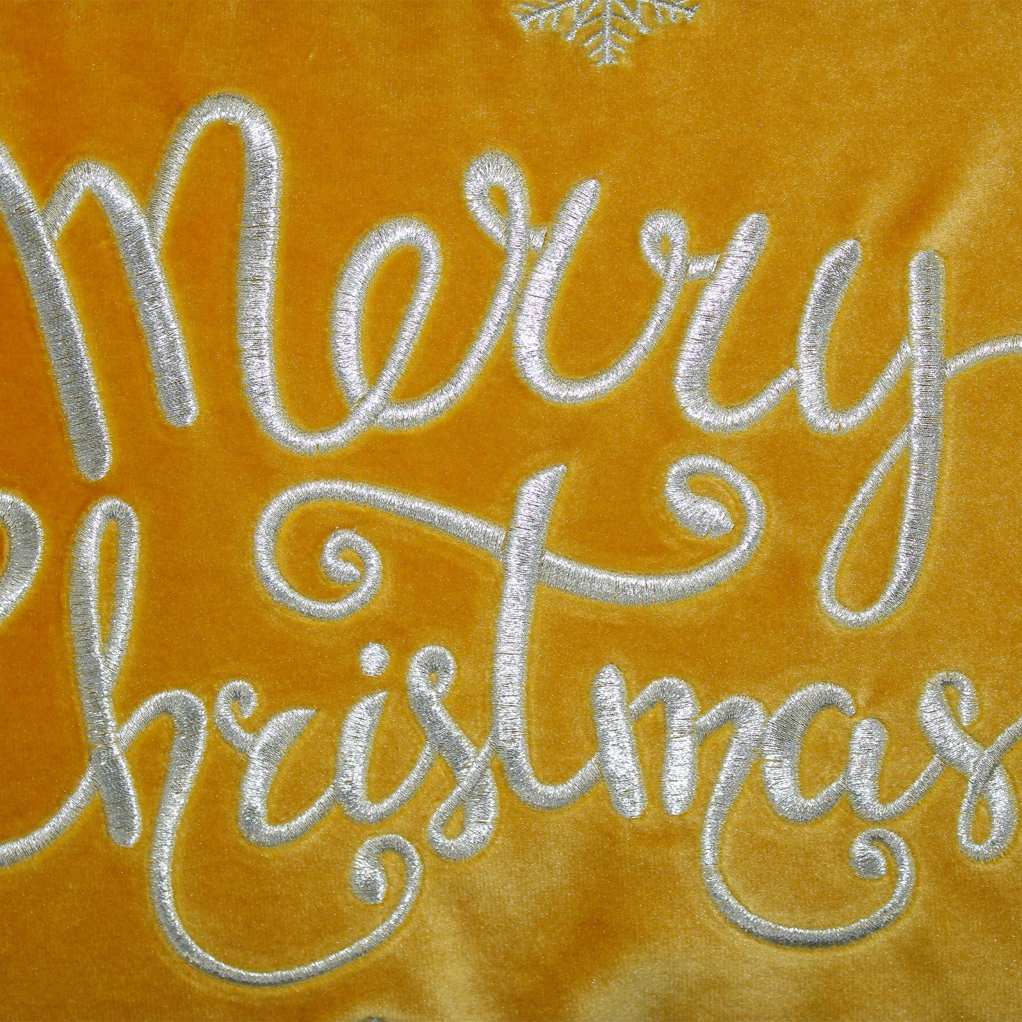 "Merry Christmas" Snowflakes Embroidery Pillow | Size 14X20