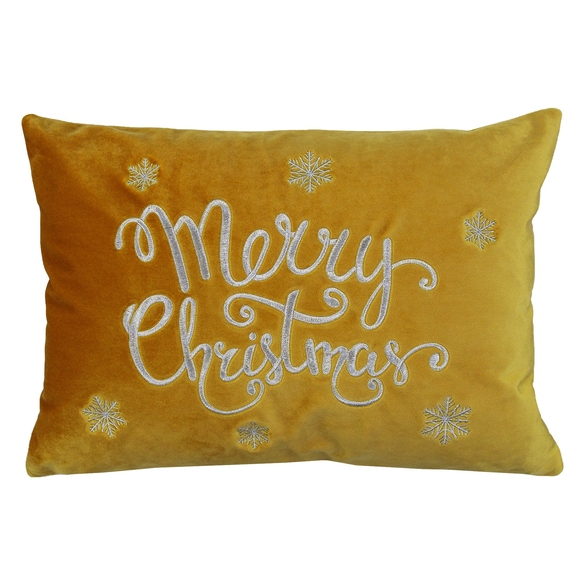 "Merry Christmas" Snowflakes Embroidery Pillow | Size 14X20