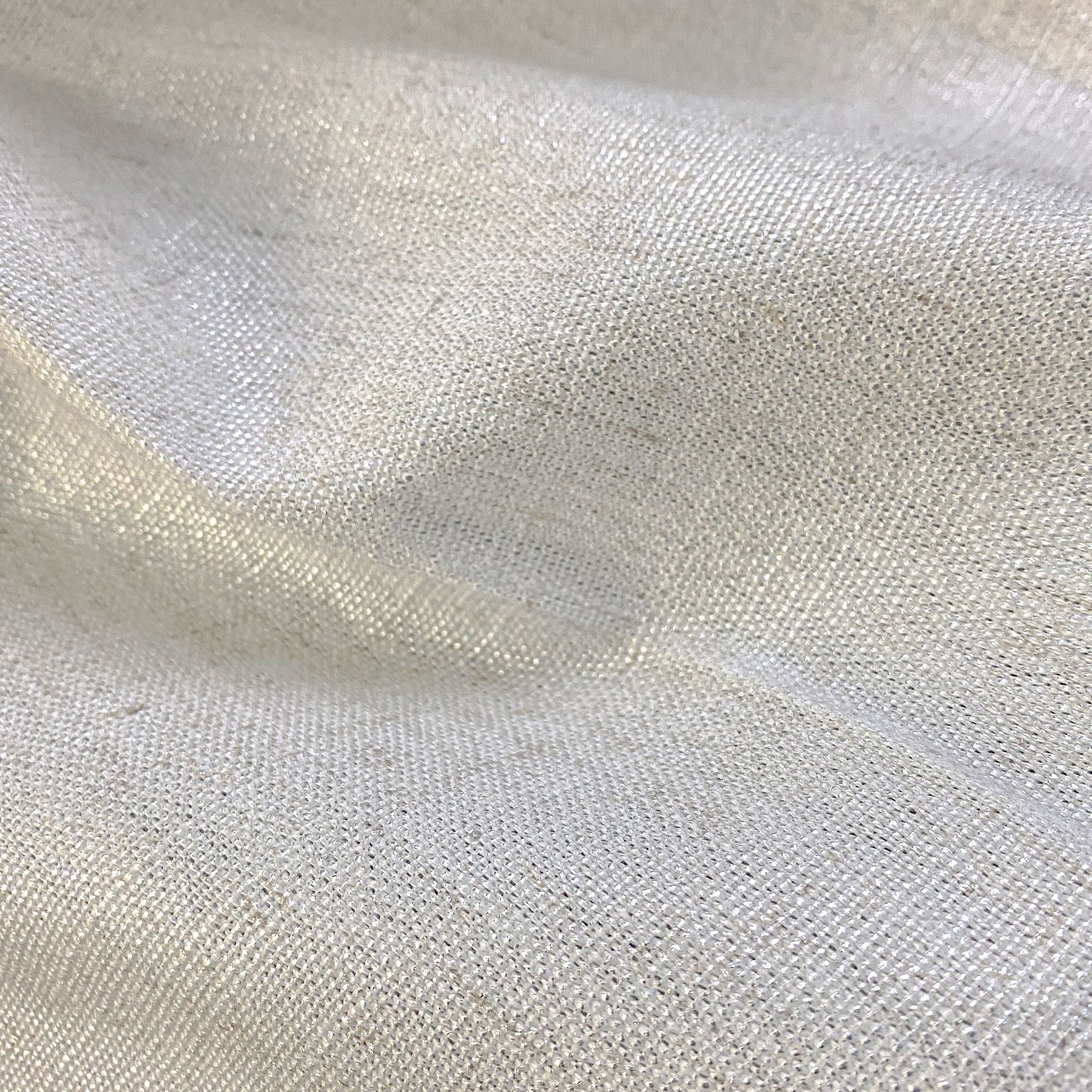 Pixie fabric in color Ivory showcasing fabric solid metallic linen blend upholstery fabric & drapery & curtain fabric.