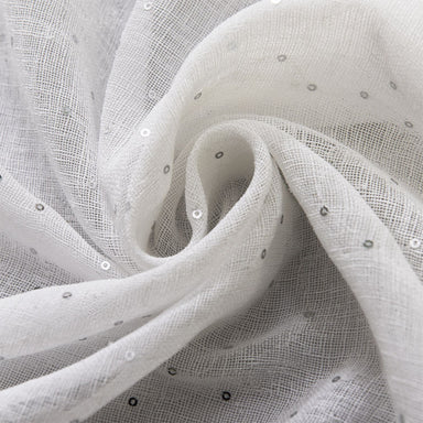 Polak fabric in color Ivory showcasing fabric sheer sequins w/ dots drapery & curtain fabric.