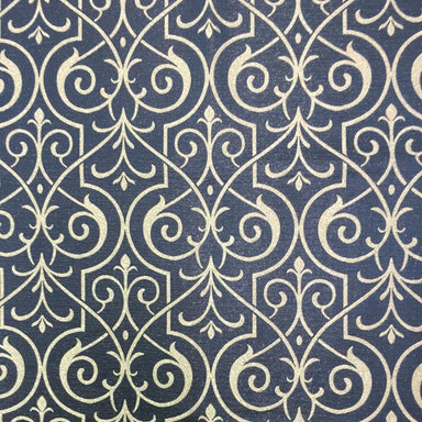 Royce fabric in color Blue/Silver showcasing fabric damask metallic drapery & curtain fabric.