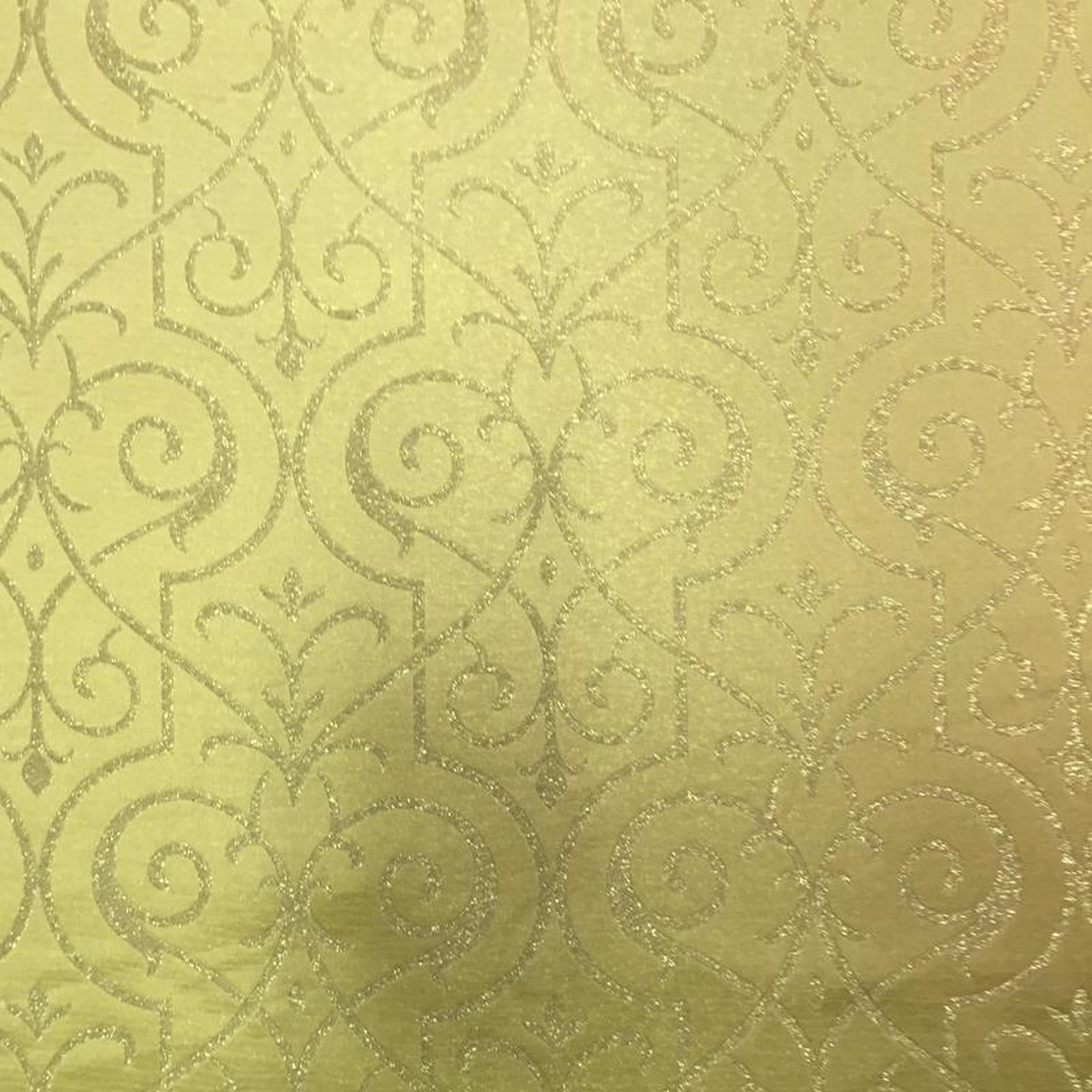 Royce fabric in color Gold/Gold showcasing fabric damask metallic drapery & curtain fabric.