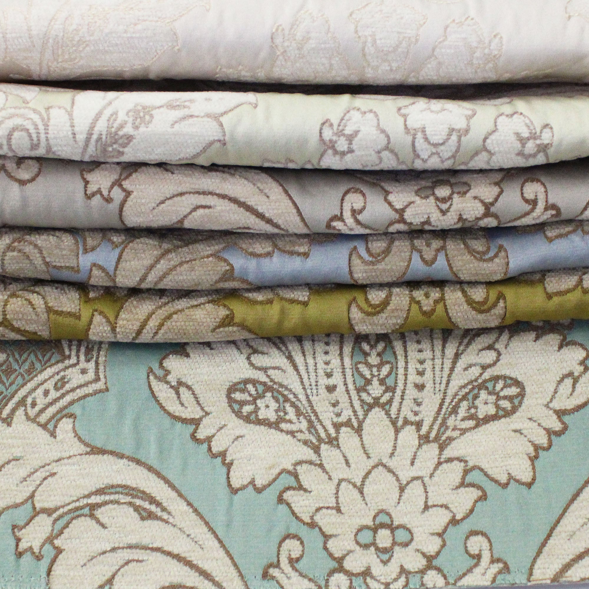 Evangeline Fabric | Multi-Colored Traditional Damask Fabric | Drapery & Curtain Fabric and Upholstery Fabric