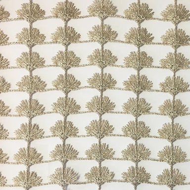 Shea fabric in color Beige showcasing fabric floral metallic sheer drapery & curtain fabric.