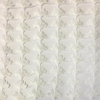 Shea fabric in color White showcasing fabric floral metallic sheer drapery & curtain fabric.