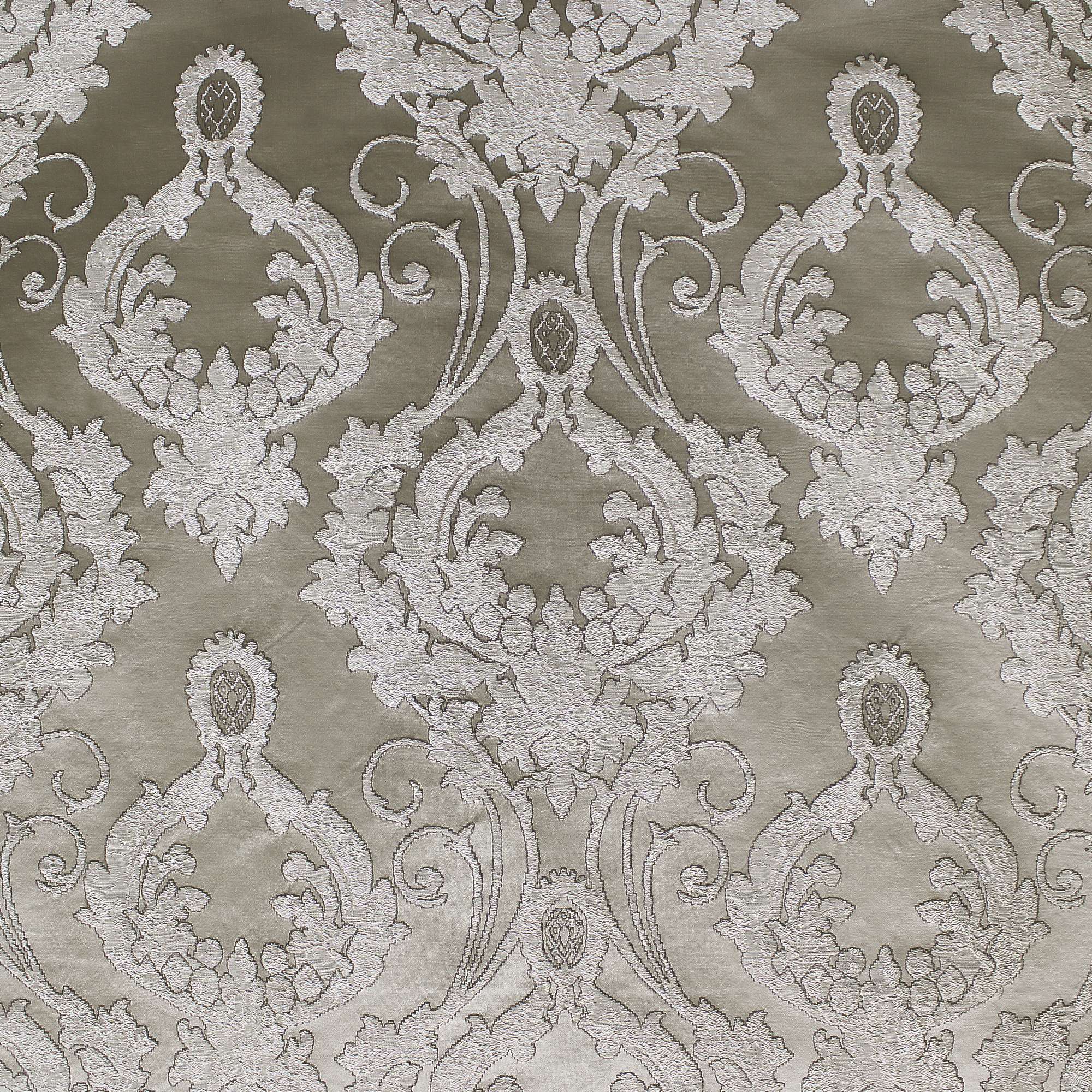 Stasia fabric in color Mocha showcasing fabric traditional two-toned damask drapery & curtain fabric.