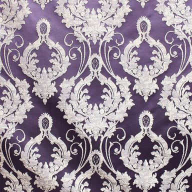 Stasia fabric in color Purple showcasing fabric traditional two-toned damask drapery & curtain fabric.