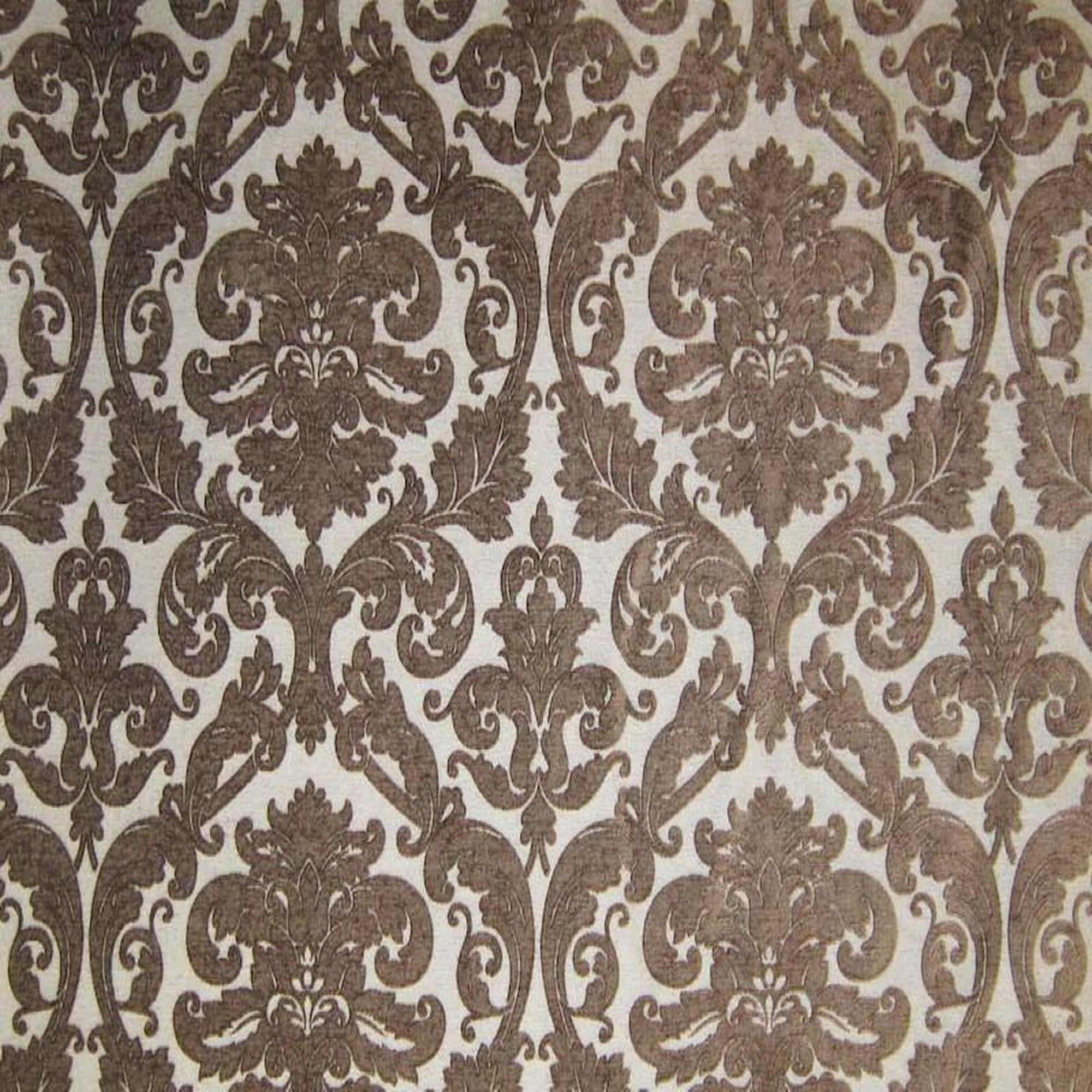 Tilda fabric in color Chocolate showcasing fabric two tone damask chenille upholstery fabric & drapery & curtain fabric.