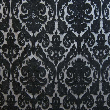 Tilda fabric in color Black showcasing fabric two tone damask chenille upholstery fabric & drapery & curtain fabric.