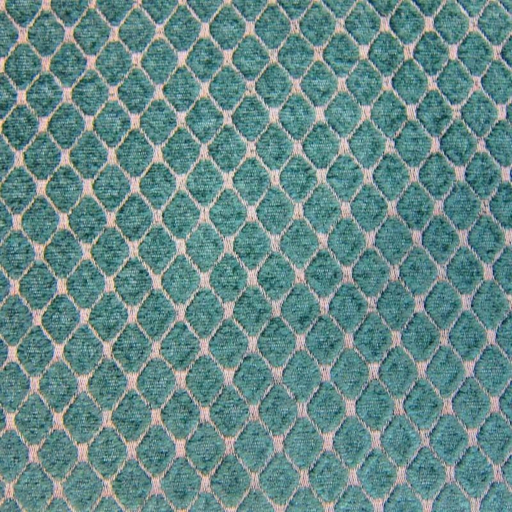 Tiles fabric in color Spa showcasing fabric diamond shaped chenille upholstery fabric & drapery & curtain fabric.