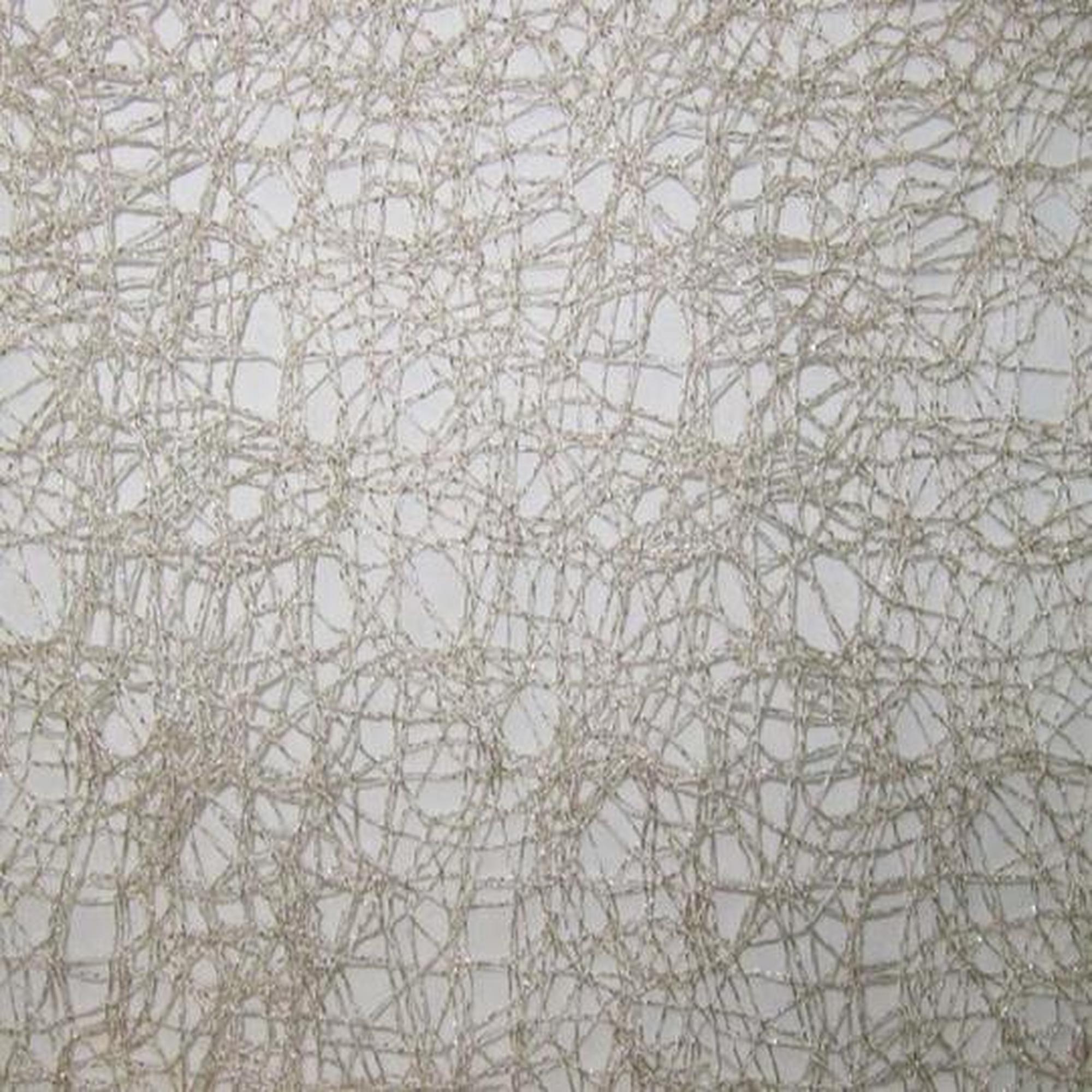 Twilight fabric in color Oyster showcasing fabric swirl like metallic sheer drapery & curtain fabric.