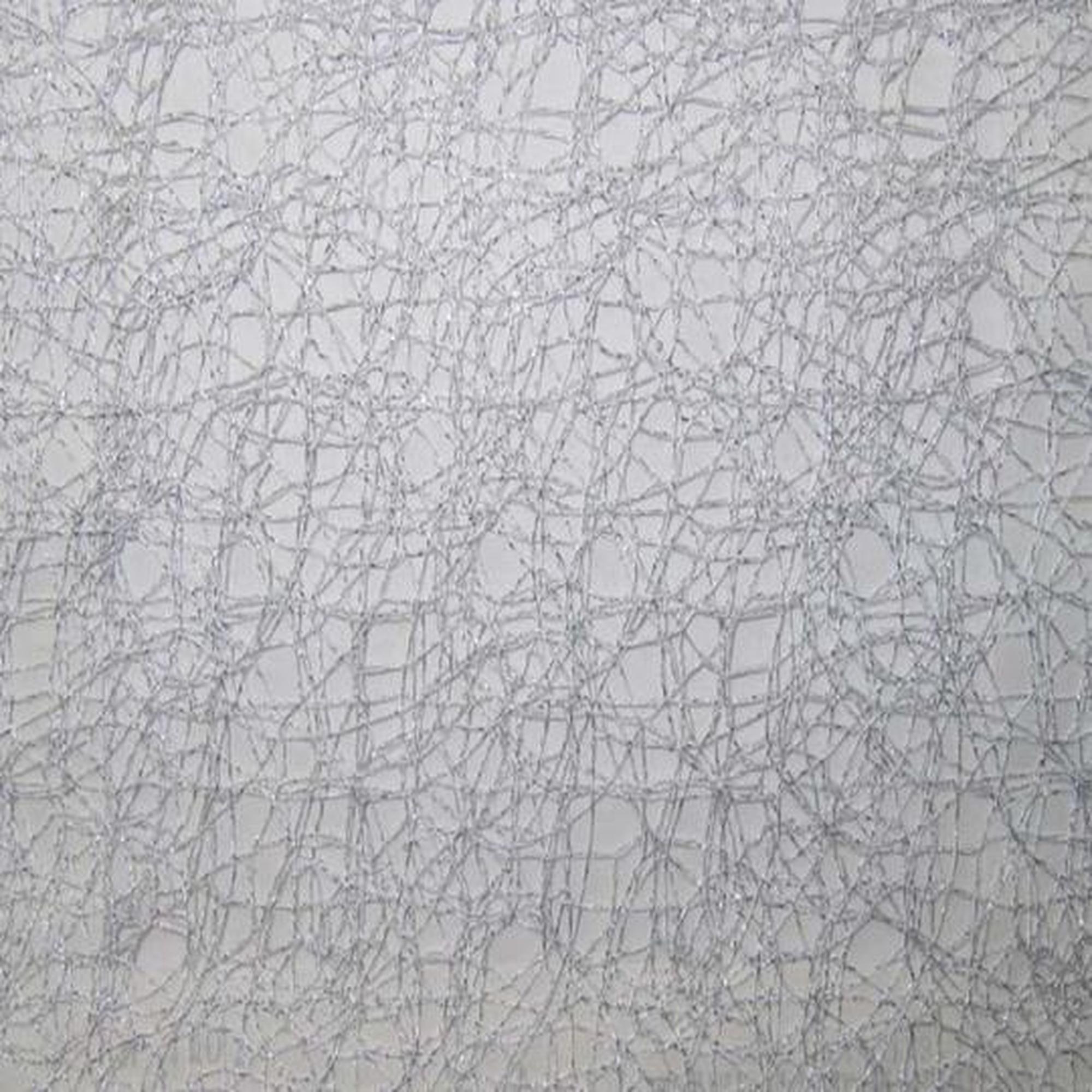 Twilight fabric in color Silver showcasing fabric swirl like metallic sheer drapery & curtain fabric.