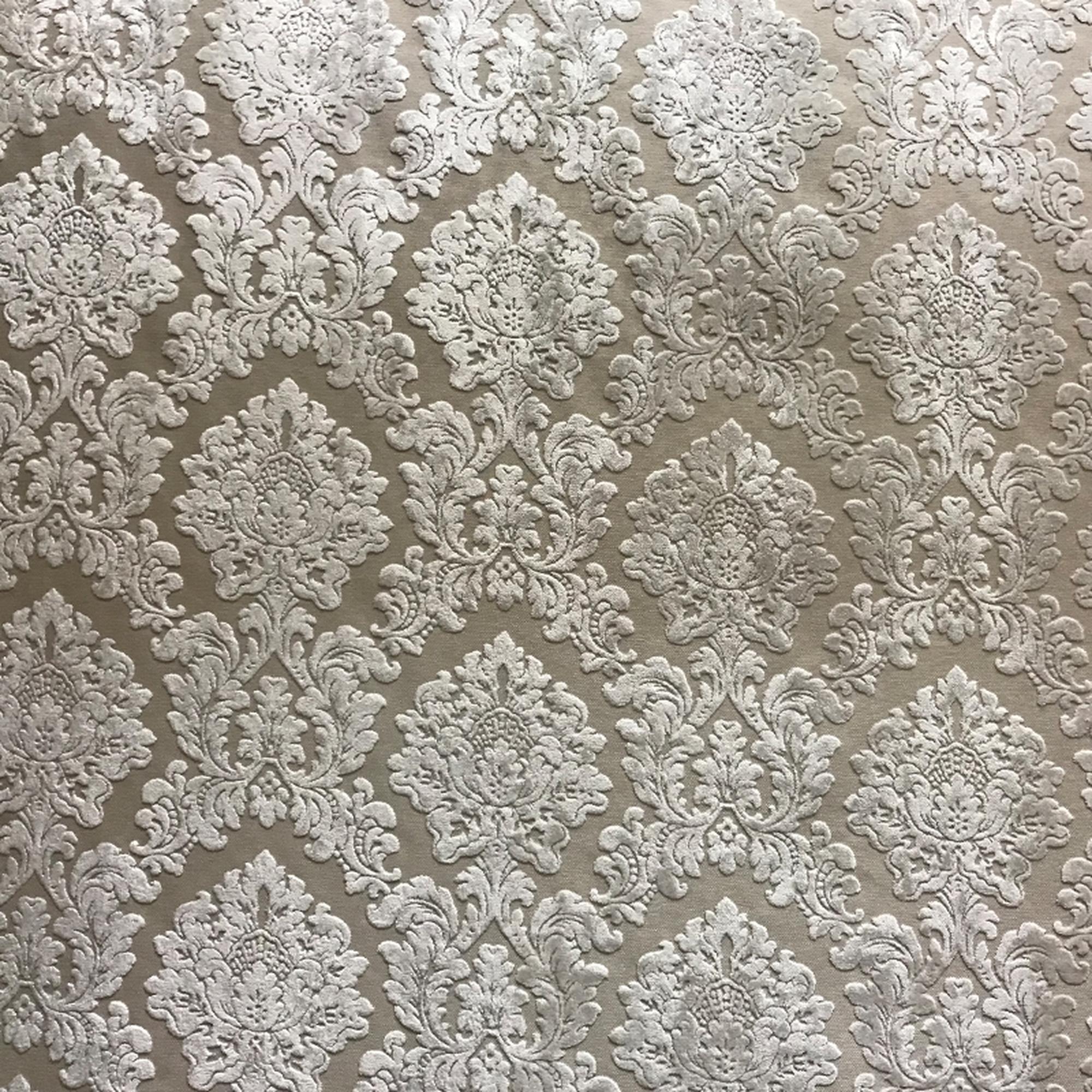 Valentino fabric in color Ivory showcasing fabric traditional damask cut velvet upholstery fabric & drapery & curtain fabric.