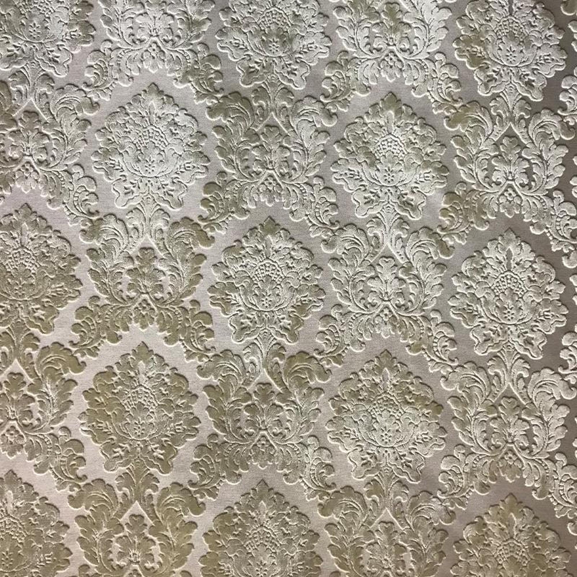 Valentino fabric in color Cream showcasing fabric traditional damask cut velvet upholstery fabric & drapery & curtain fabric.