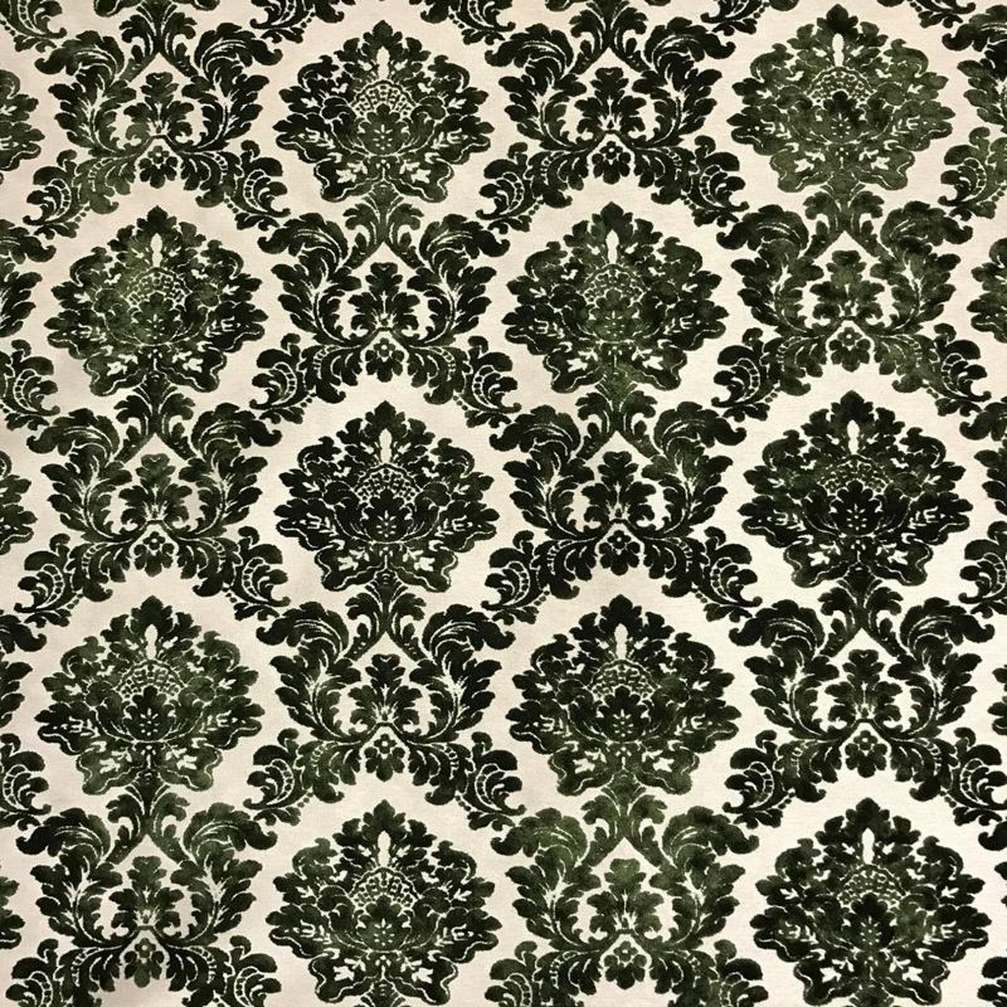 Valentino fabric in color Olive showcasing fabric traditional damask cut velvet upholstery fabric & drapery & curtain fabric.